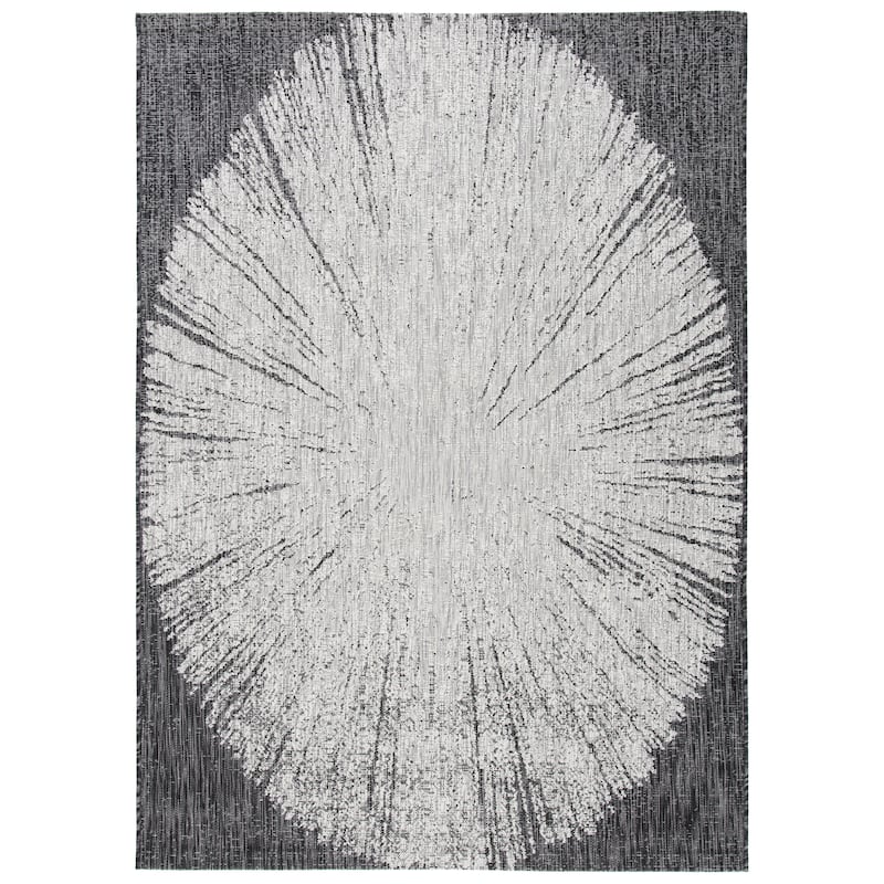 SAFAVIEH Courtyard Sabaha Indoor/Outdoor Waterproof Patio Backyard Rug - 2' x 3'7" - Grey/Black