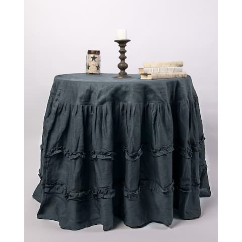 Cottage Home Petite Ruffle Linen Round Tablecloth