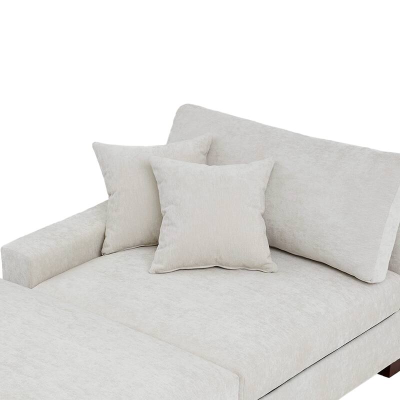 Modern Chenille Chaise Lounge Set with Ottoman
