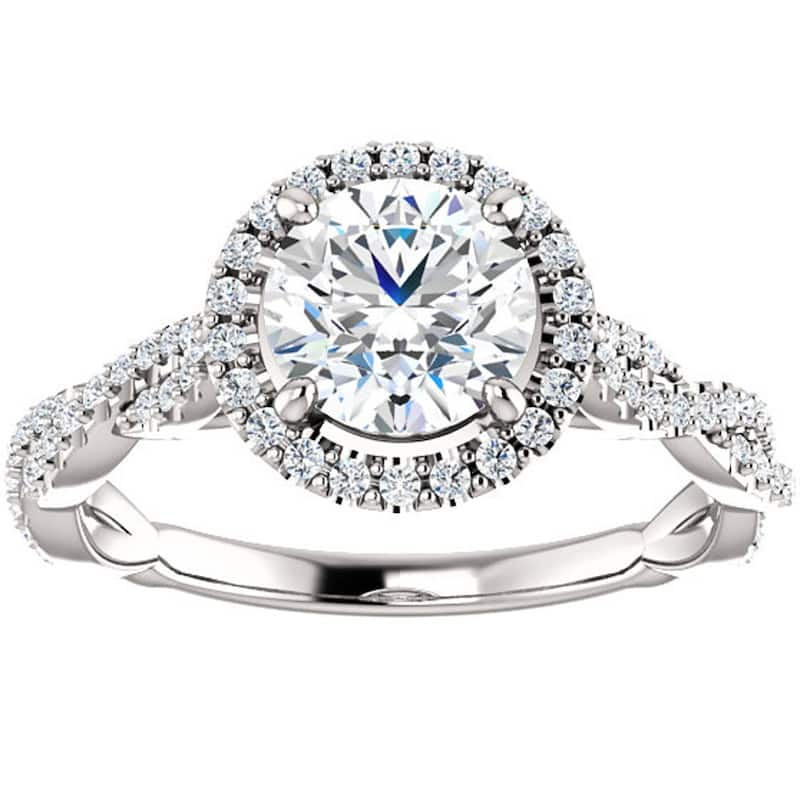 1.33ct Diamond Halo Interwoven Engagement Ring White Gold Lab Grown