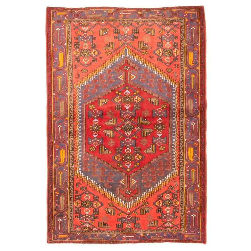 ECARPETGALLERY Hand-knotted Andelz Red Wool Rug - 4'3 x 6'4
