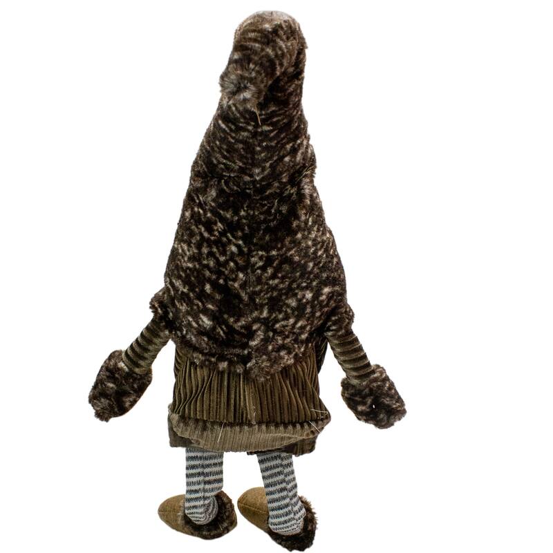 34" Brown and Gray Sitting Christmas Gnome with Striped dangling Legs