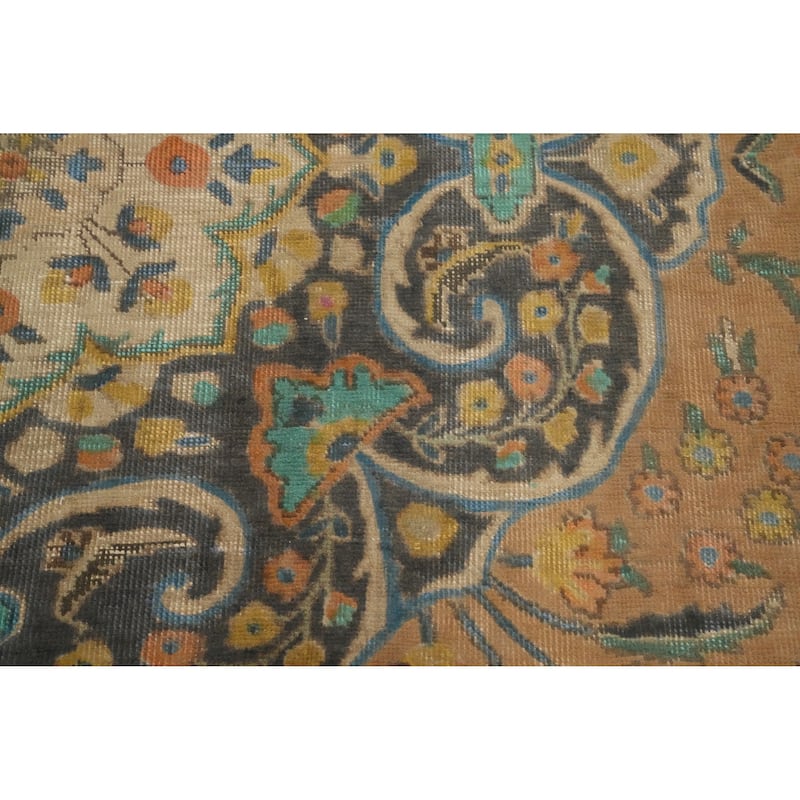 Hand Knotted Oriental 100% Wool Carpet Traditional Floral Oranges & Rust Tabriz Area Rug - 13' 0'' X 9' 9''