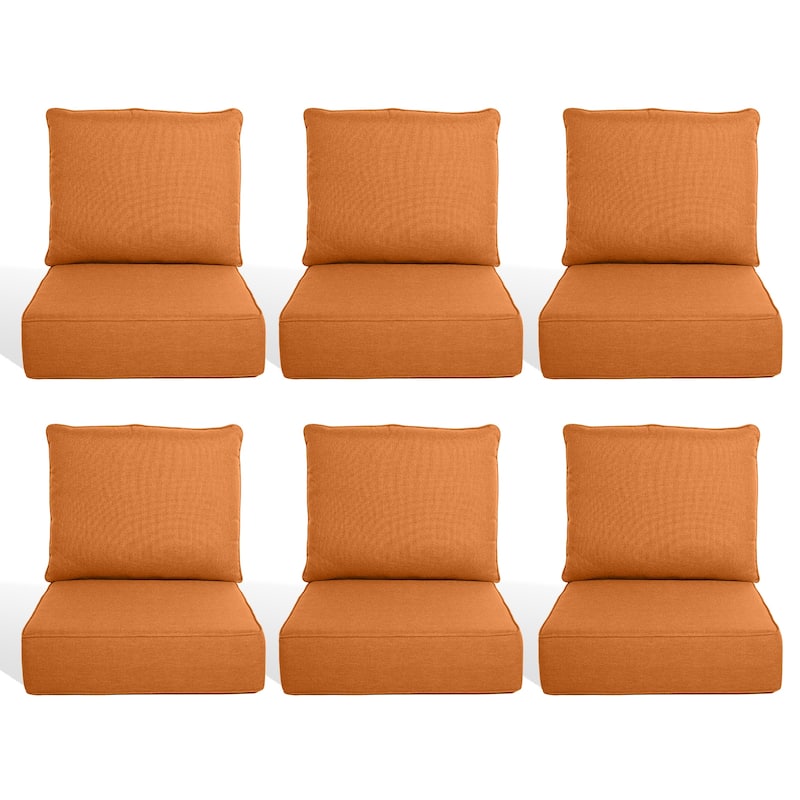 Pocassy 22"x24"x6" Inch Thick Cushions Pillows Indoor Outdoor Cushion 6 Set - Orange Cushion