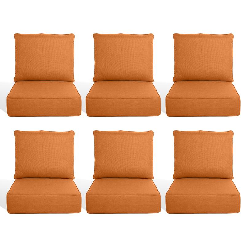 Pocassy 22"x24"x6" Thick Cushions Pillows Indoor & Outdoor Cushion - 6 Set Seat & Back Cushion - Orange Cushion