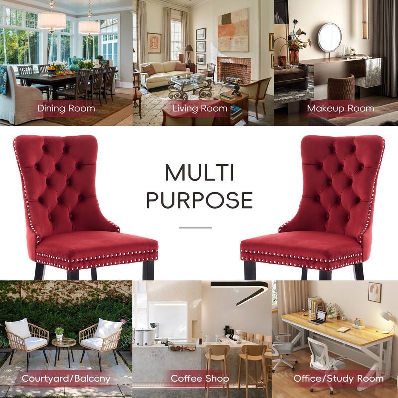 Tufted Naliheads Solid Wood Upholstered Dining Chairs (Set of 4)