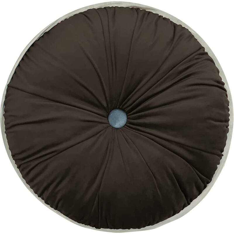 WOWMAX Round Button Tufted Pumpkin Pleated Cushion Throw Pillow 15"