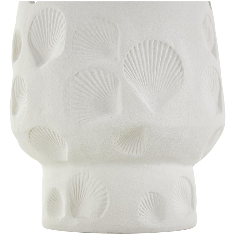 Ceramic Shell Decorative Vase with Circular Cutouts - White - Roche River Decor