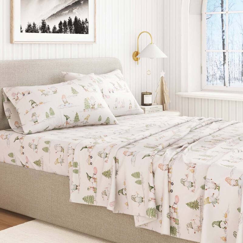 Linery & Co. Ultra-Soft Turkish Cotton Flannel Holiday Print Sheet Set