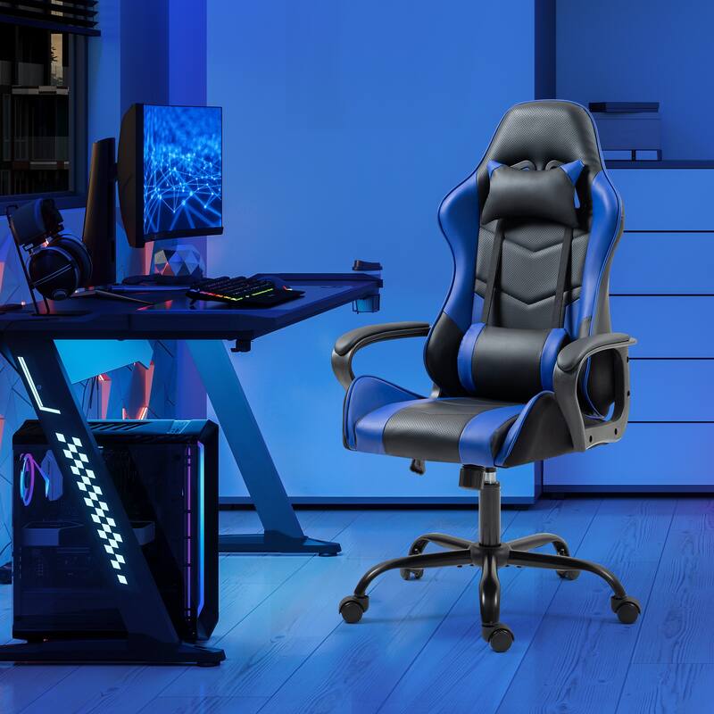 EROMMY Ergonomic Gaming Chair with Massage Lumbar, Rocking Function, Adjustable Support, 360° Swivel