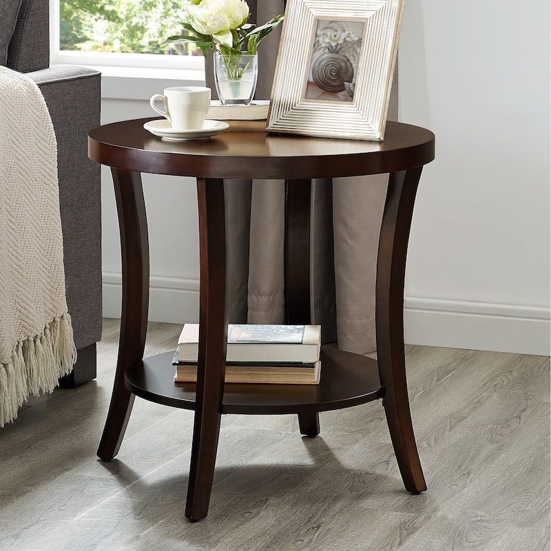 23" Modern Round End Table with Storage Shelf for Living Room and Bedroom