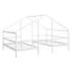 preview thumbnail 11 of 20, Double Twin Size Triangular House Kids Beds Frame with Built-in Table for Shared Space, Solid Pine Construction, White
