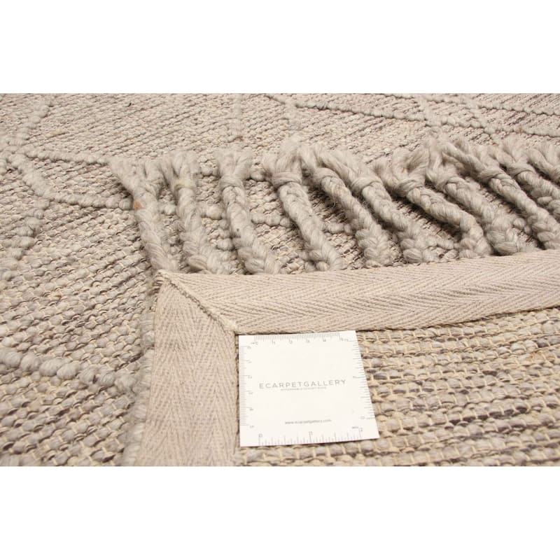 ECARPETGALLERY Braid weave Sienna Khaki Wool Rug - 5'0 x 7'9