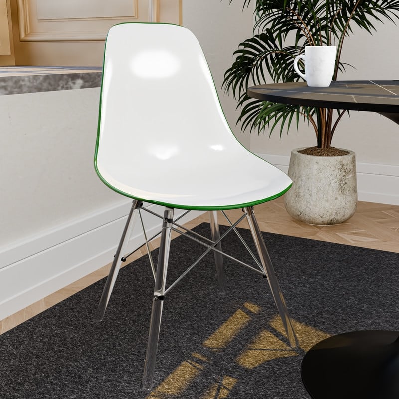 Dover Modern Acrylic Accent Side Chair with Eiffel-Style Legs for Dining Room, Kitchen, Office, or Indoor/Outdoor Seating