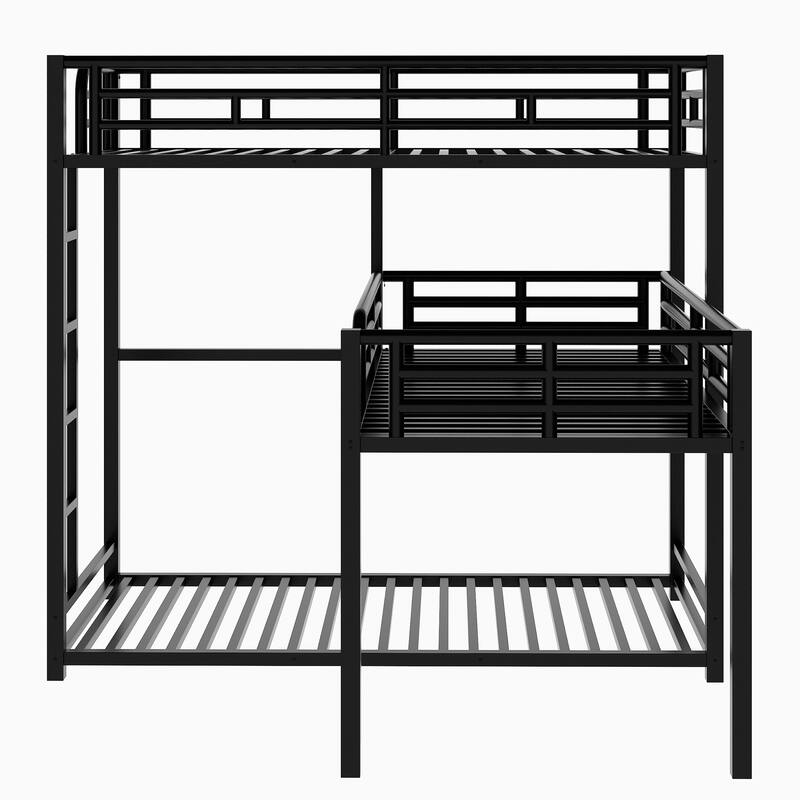 Industrial Black LShaped Metal Triple Bed Twin Size Bunk Bed Bed Bath & Beyond 37037043