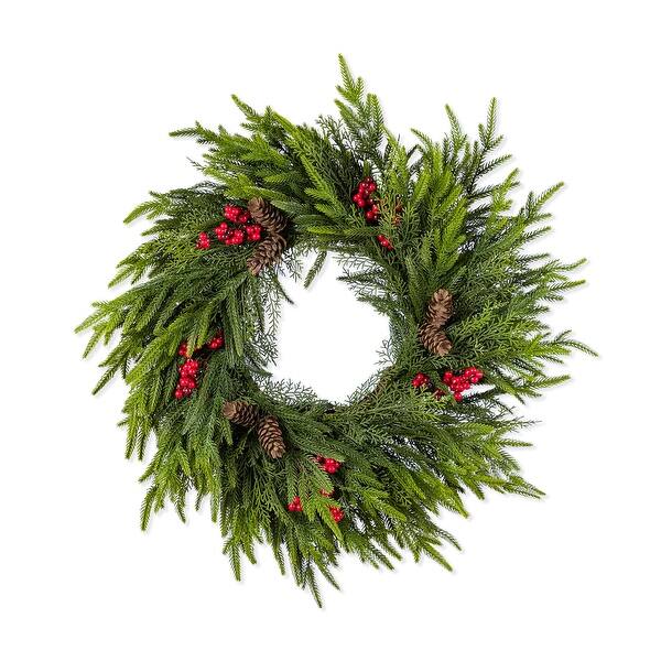 slide 2 of 13, Glitzhome Christmas Greenery PE Dripping Wreath & Teardrop Set 24"D Wreath