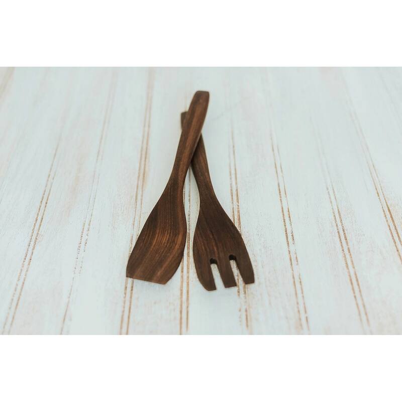 Handmade Solid 12 inch Walnut Bowl with Servers