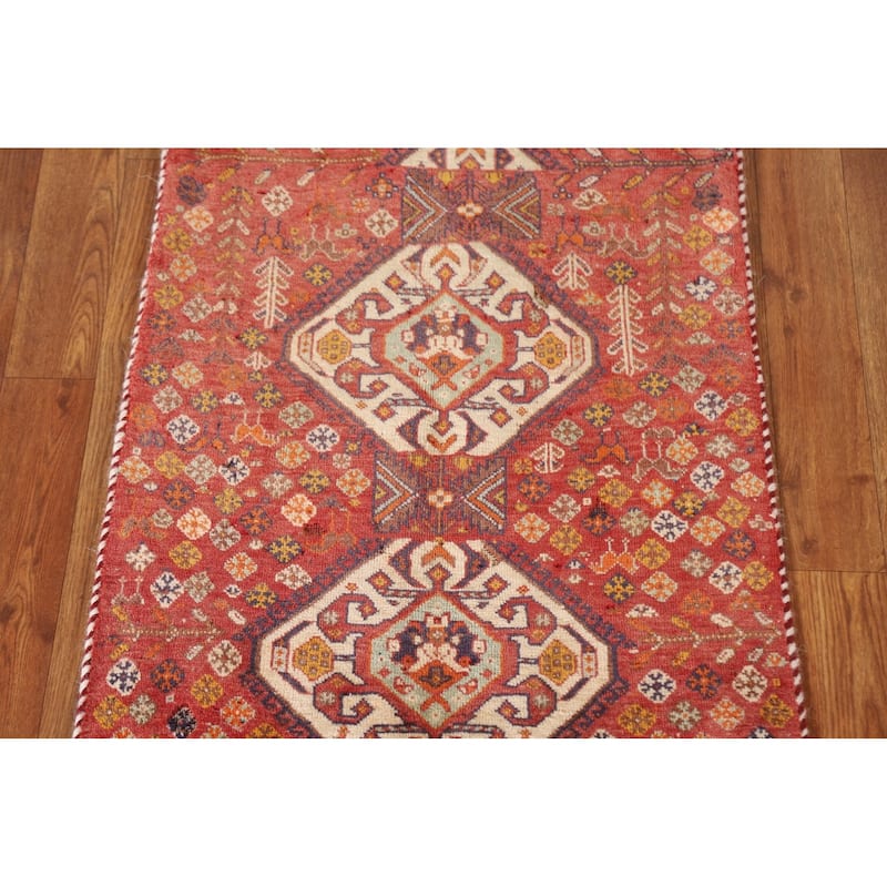 Tribal Geometric Shiraz Persian Square Rug Vintage Wool Carpet - 2'0"x 2'5"