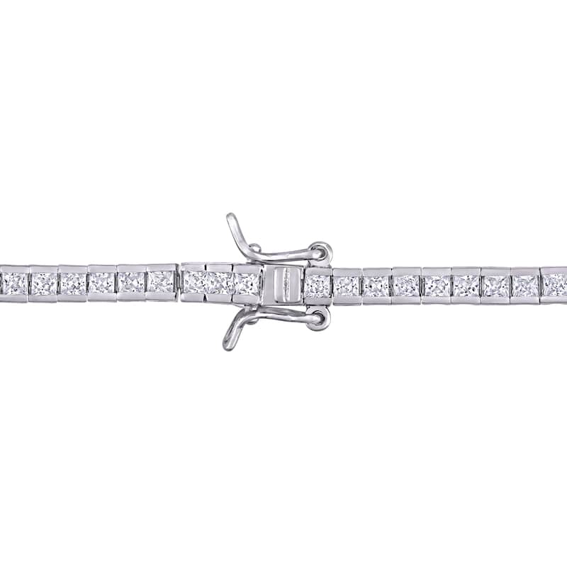 Miadora 4 1/3 CT TGW White Cubic Zirconia Tennis Bracelet in Sterling Silver - 7 in x 3 mm x 2.5 mm
