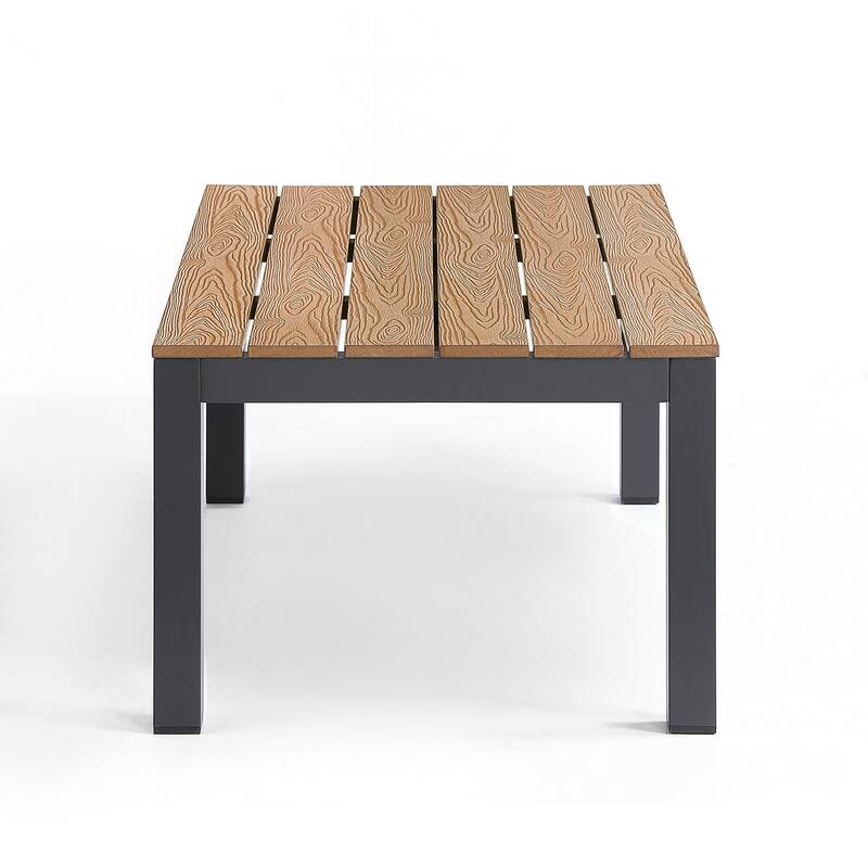 Vermont 4-Piece Aluminum Conversation Set with Slatted Faux Wood Top