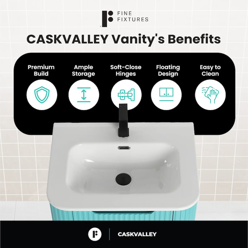 Caskvalley Modern Bathroom Vanity with Straight Fluted Design - Sink Included