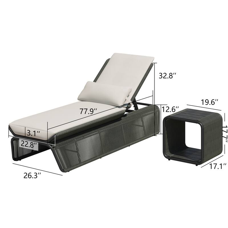Corvus Corral 2-piece Adjustable Outdoor Wicker Chaise Lounge Set with Sunbrella Cushion