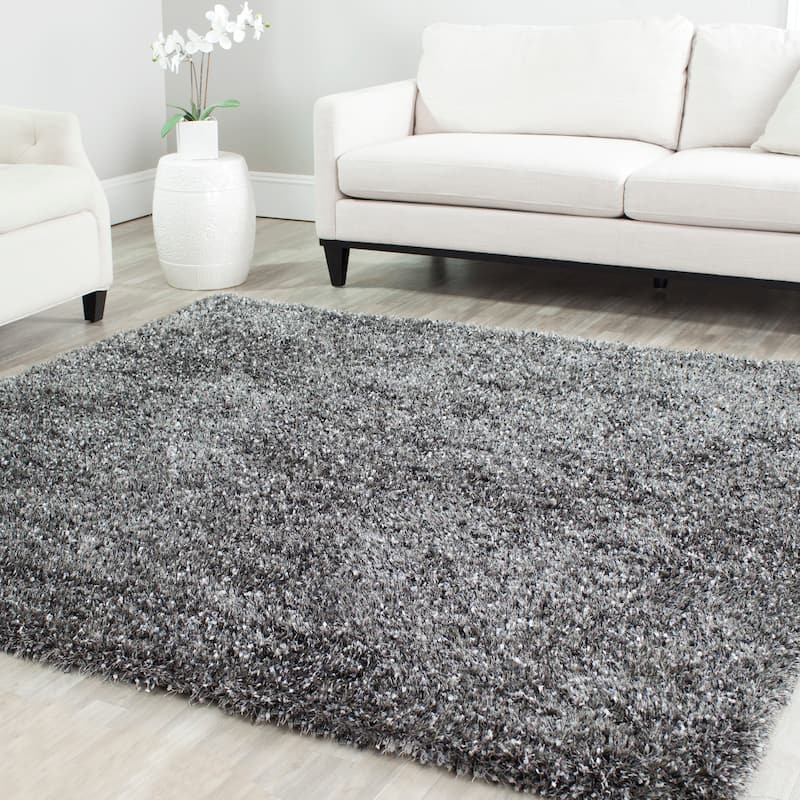 SAFAVIEH Malibu Handmade Ruthe Shag Casual Rug - 7' Square - Charcoal