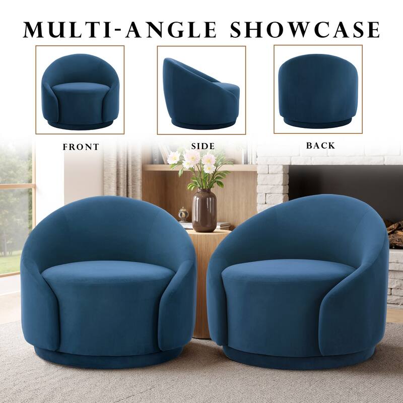 35" Wide Upholstered Swivel Accent Barrel Chairs (Set of 2)
