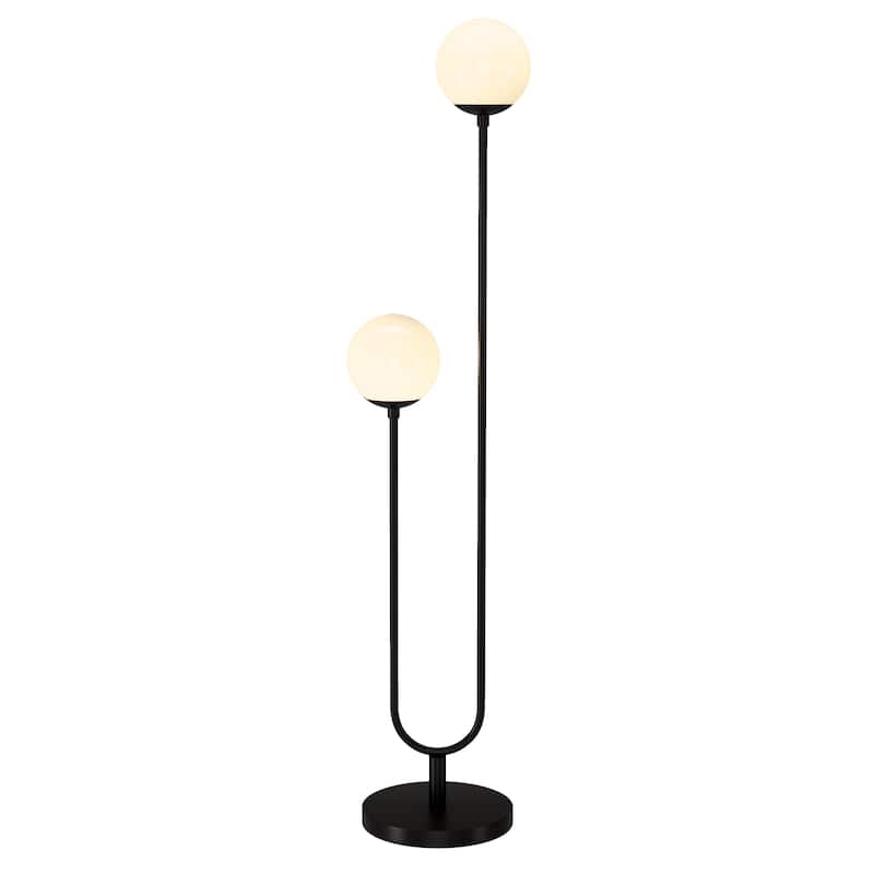 Dufrene 2-Light Floor Lamp with Glass Shades