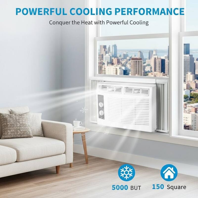 5000 BTU Window Air Conditioner, Fast Cooling to 150 Sq.Ft.
