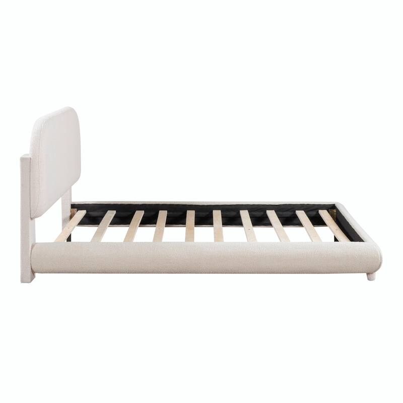 Teddy Fleece Upholstered Platform Bed with Stylish Curve-shaped Design