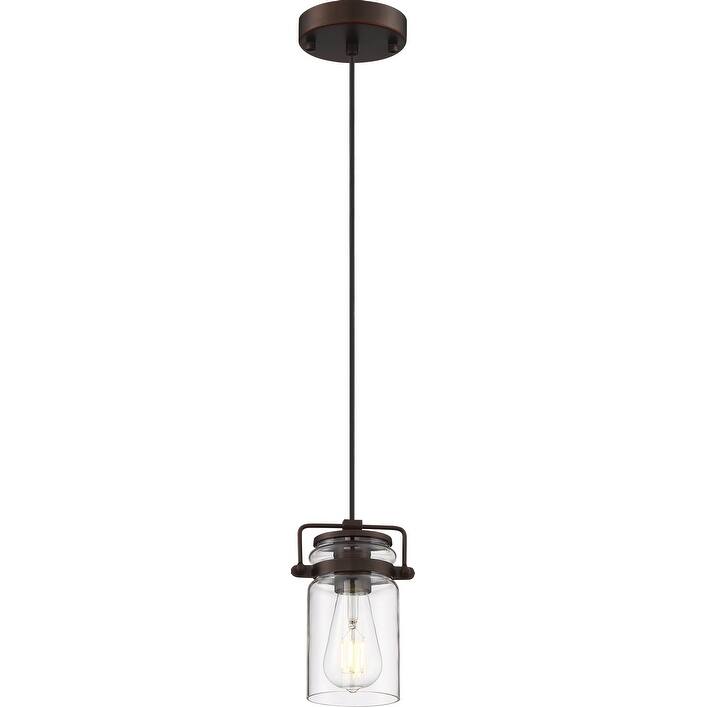 Antebellum 1-Light Mini Pendant Fixture Mahogany Bronze Finish with Clear Glass - N/A