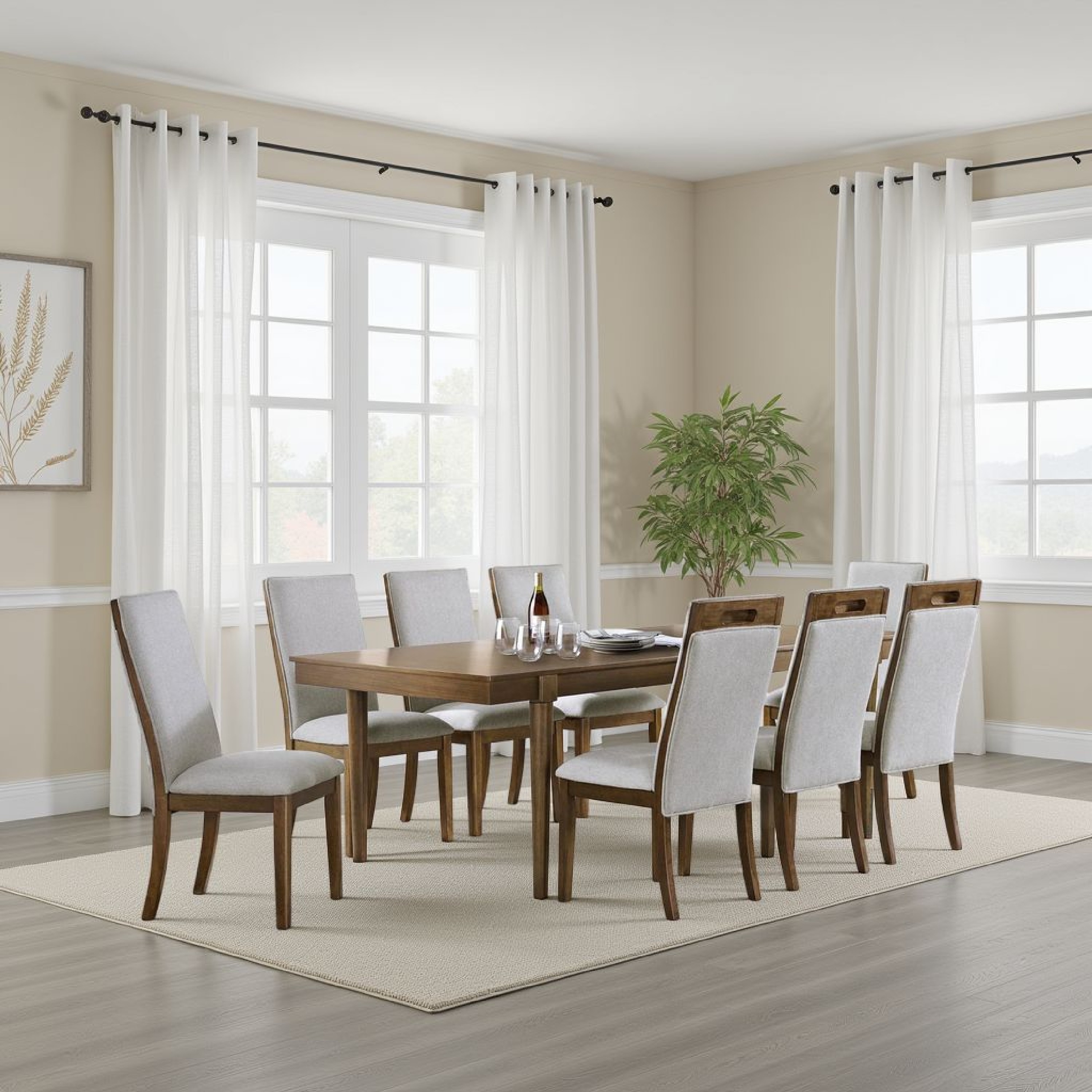 Jeyn Dining Table, Tapered Legs, Extendable 74-92 Inch Brown
