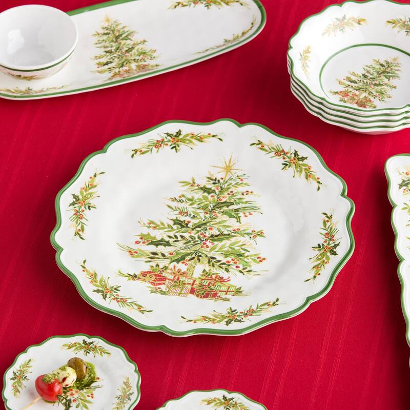 Certifed International Holly Tree Melamine 2pc Platter Set