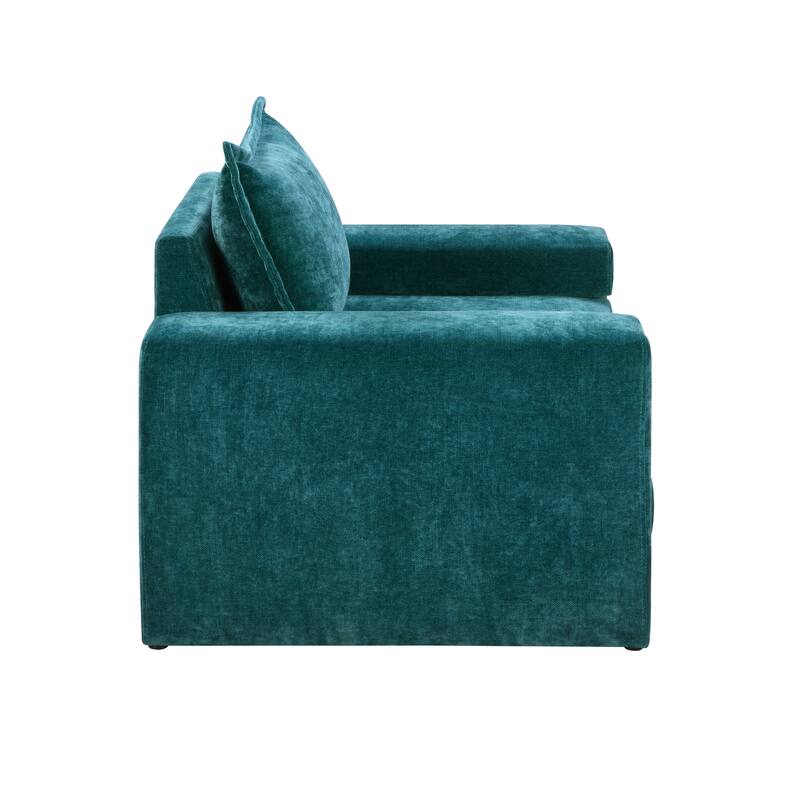 Roomfitters Chenille Upholstered Accent Armchair with Wide Armrests, Ergonomic Lounge Chair