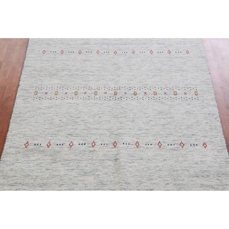 Hand Knotted Oriental 100% Wool Carpet Tribal Animal Pictorial Beige & Ivories Gabbeh Area Rug - 7' 11'' X 5' 2''