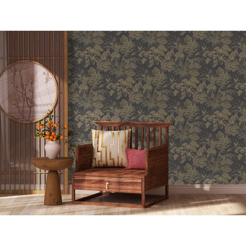 Natoru Crane Toile Non-Pasted Wallpaper - Covers 56 Square Feet