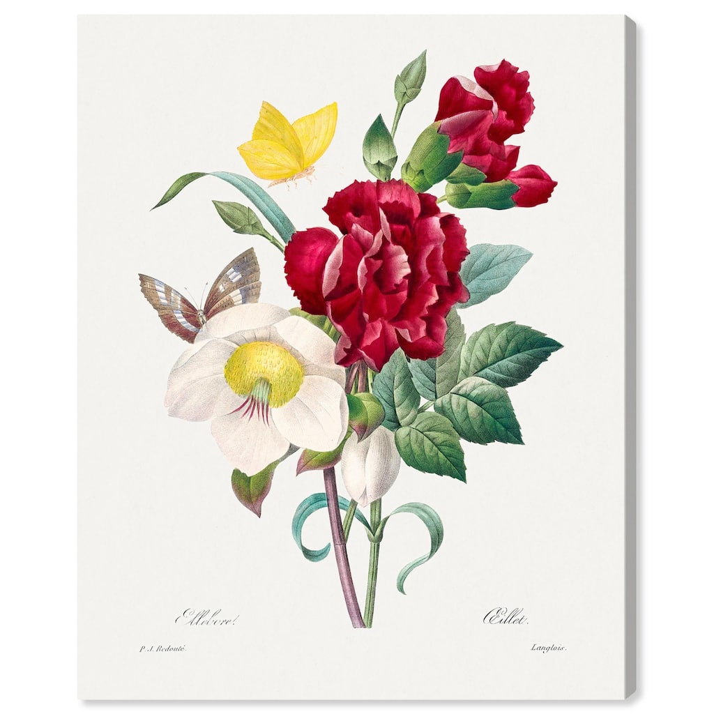 Winter Rose and Carnation Canvas by Art Remedy, Gallery Wrapped