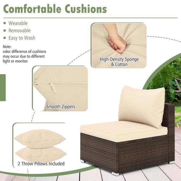7 PCS Patio Rattan Furniture Set Outdoor Conversation Set w/ Cushions