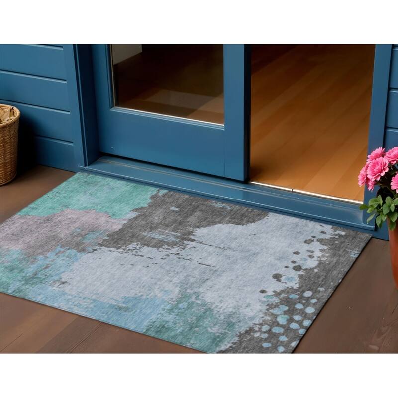 HomeRoots Abstract Transitional Rectangle Outdoor Rug - 3' x 5'