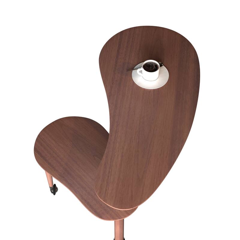 Contemporary rotatable cocktail table with solid rubber wood legs, 360 degree rotating coffee table