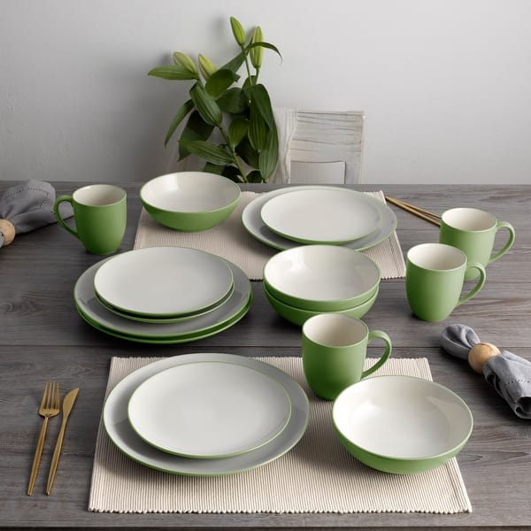 Stone Lain Tom 32-piece Stoneware Dinnerware Set, Service For 8, Black
