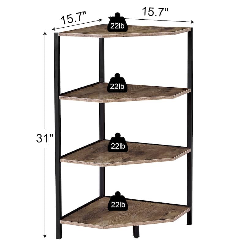 VECELO Modern Nightstands with 4-Tier Shelves Corner Side Table(Set of 2)
