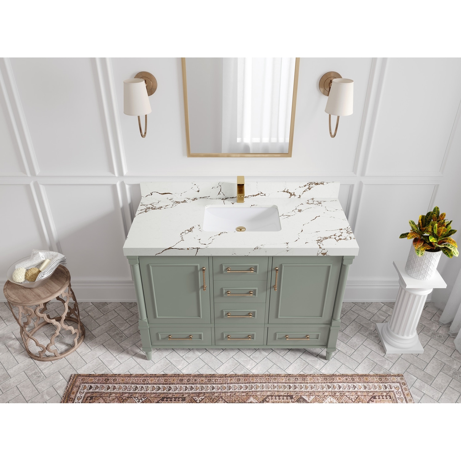 Willow Collections 48 in. W x 22 in. D Aberdeen Single Bowl Sink Bathroom Vanity with Countertop