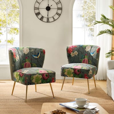 Almira Contemporary Upholstered Armless Side Chair with Tufted Back Set of 2 by HULALA HOME