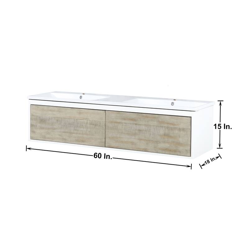 Lexora Scopi 60 inch Bath Vanity in Rustic Acacia with Countertop