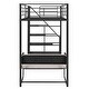 preview thumbnail 13 of 14, Twin Size Metal Loft Bed with Bench and Storage Staircase, Black