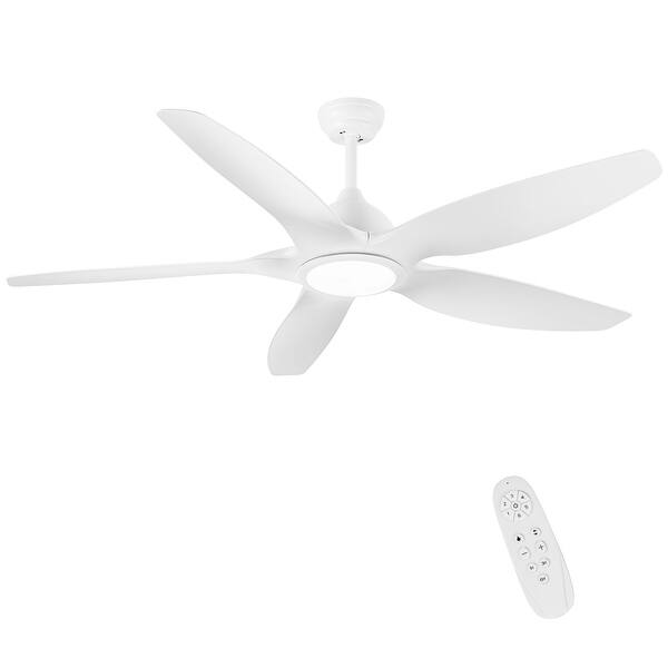 60 in. Integrated LED Indoor&Outdoor Matte White Ceiling Fan with Light Kit and Remote