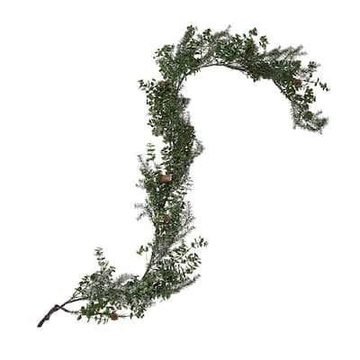 Vickerman 6' x14" Artificial Green Snow Cedar and Eucalyptus Garland. - 6' x 14"