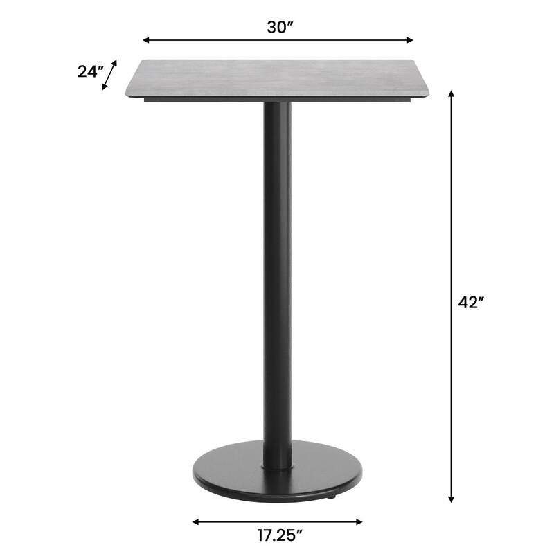 Commercial HPL Tabletop with Bar Height Round Base - 29.75"W x 23.75"D x 42"H